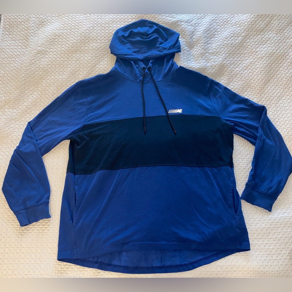 American Eagle Hoodie Men’s Large Long Sleeve Pullover Blue
